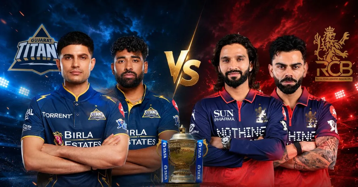 Gujarat Titans and Royal Challengers Bengaluru players ahead of the IPL 2026 Final at Narendra Modi Stadium Ahmedabad