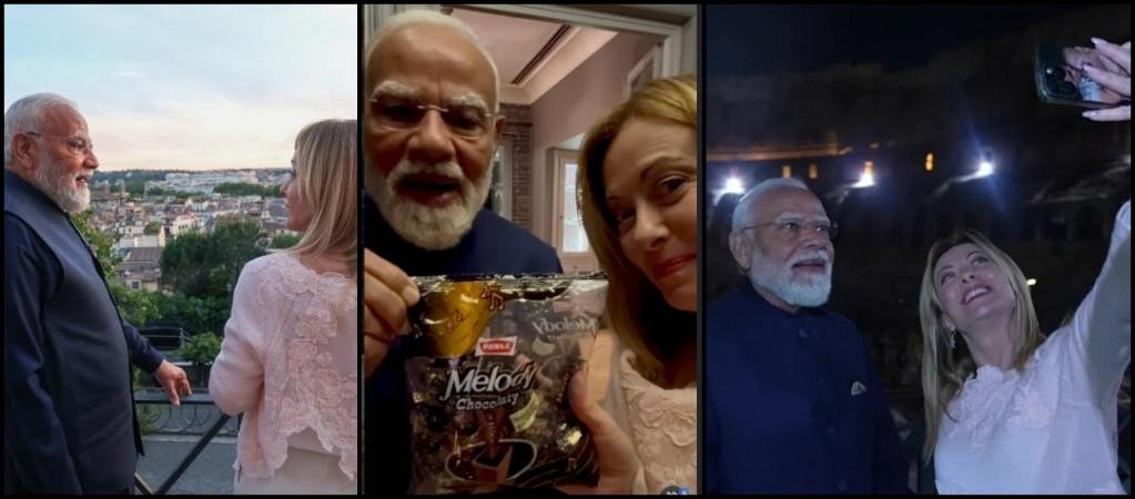 Narendra Modi gifting Melody candy to Giorgia Meloni during Italy visit viral Melodi trend moment
