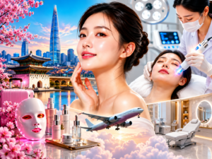 South Korea beauty tourism trend featuring advanced skincare treatments, wellness clinics, and K-beauty experiences in Seoul