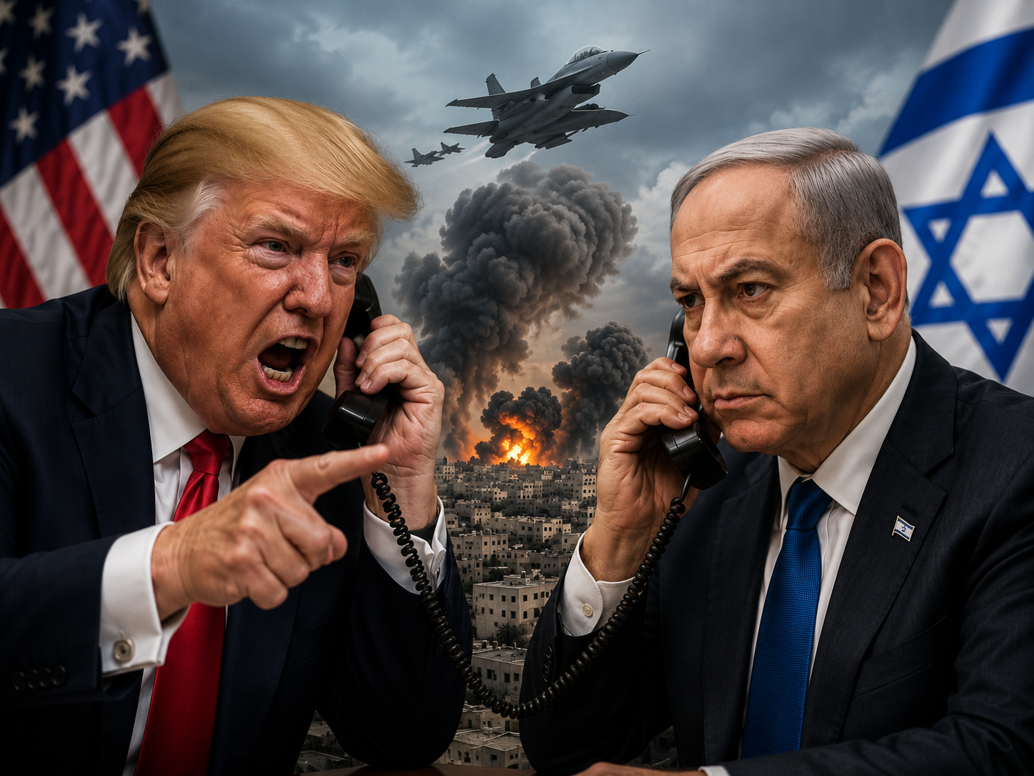 Donald Trump and Benjamin Netanyahu amid growing tensions over Beirut bombing discussions and Middle East diplomacy